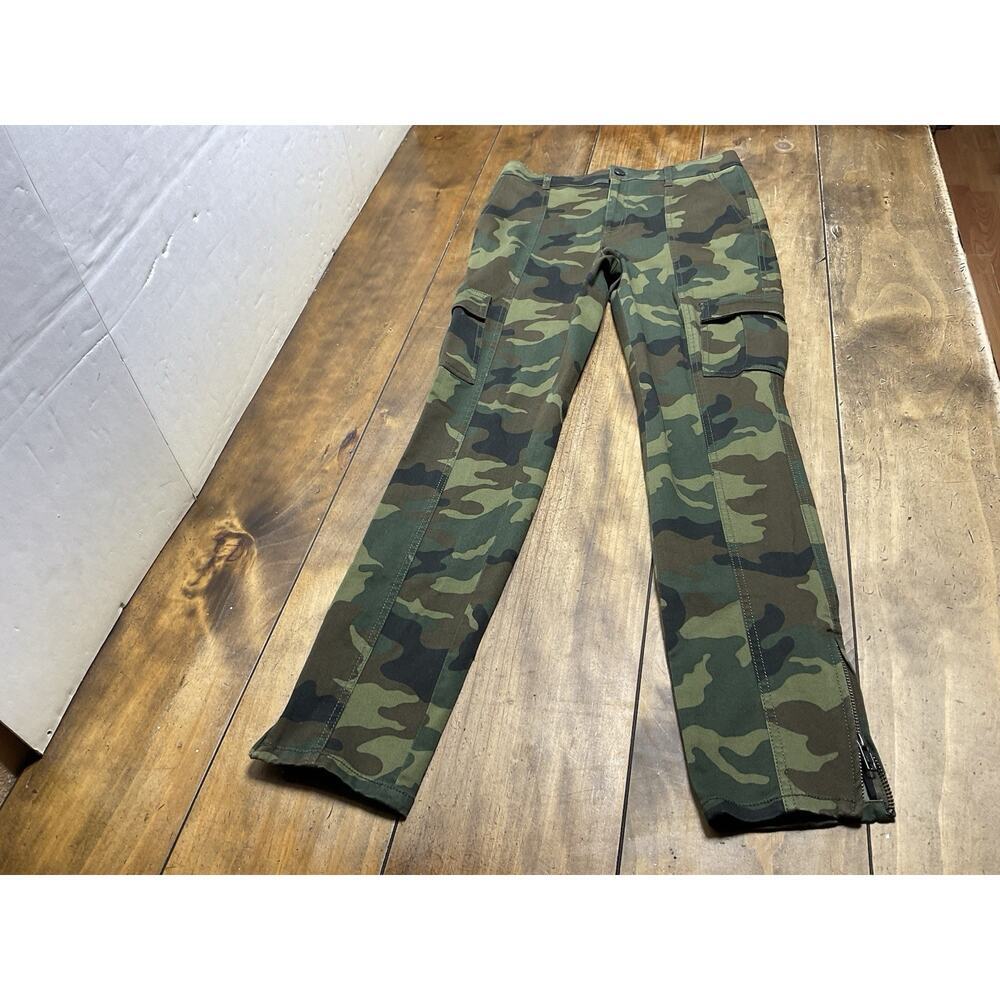 Alice + Olivia Keith Slim Camouflage Cargo Pants Ankle Zip Camo Size 4 Utility